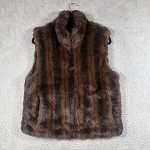 Coaco New York Faux Fur Vest Womens Small Sleeveless Zip Up Winter Jacket Cozy